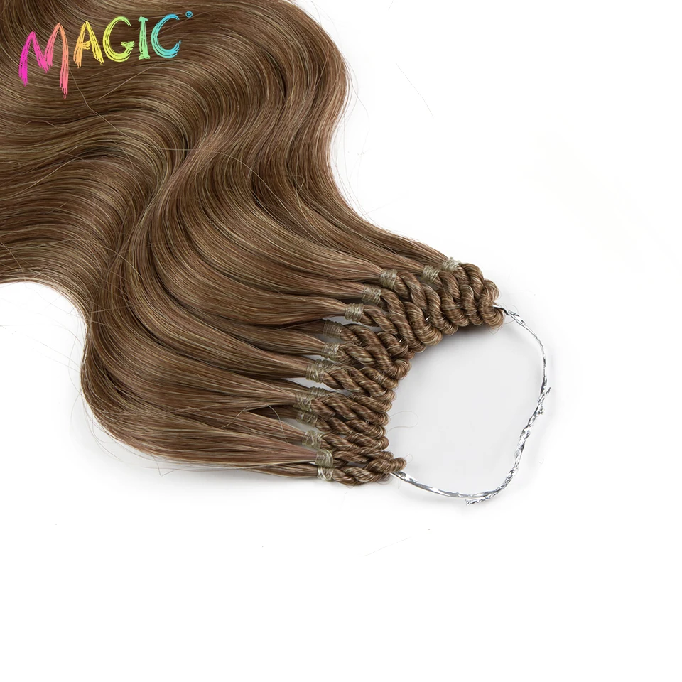 Magia extensões de cabelo sintético, onda do corpo feixes de cabelo, falso tresses, ombre, cor loira, acessórios cosplay, 24 ", 3pcs