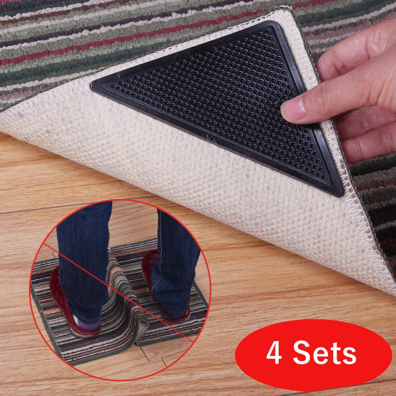 8pc Reusable Washable Floor Grip Slip Sticker Anti Skid Rug Non Slip Bathroom Rug Removable Strong Adhesive Stopper Tape Sticker