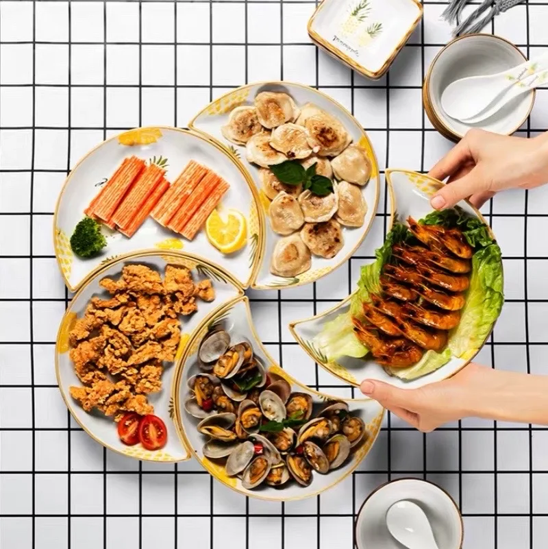 

Plate Set Creative Home Platter Tableware Moon Combination New Year Home Dinnerware Plate Table Dish Plates Set For Decor