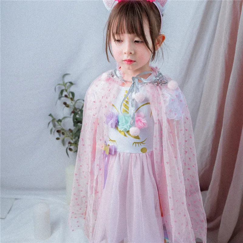 EnkeliBB Girls Halloween Christmas Cloak Beautiful Kids Girls Party Wear Cape Rainbow Star Sequins Capes