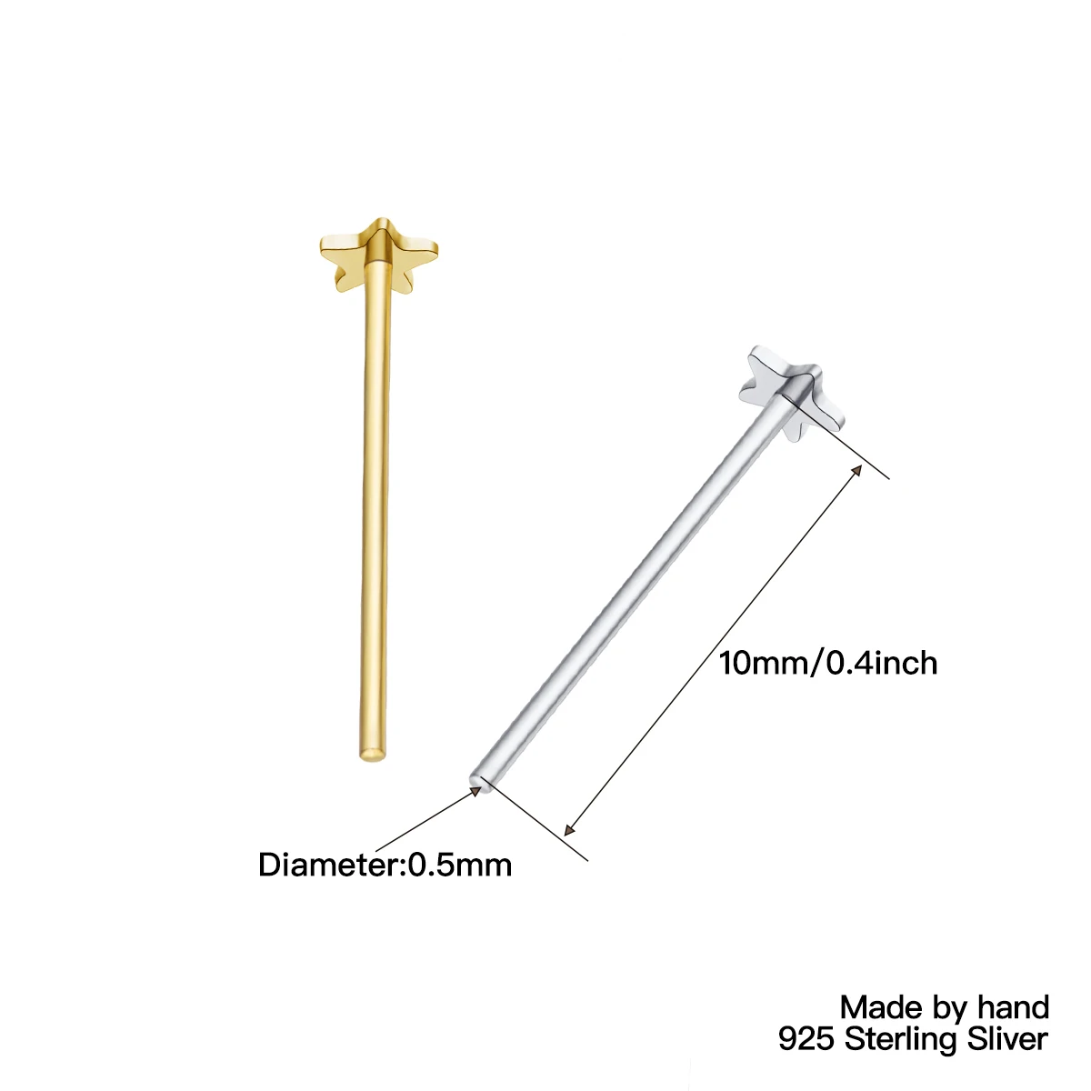 36Pcs/Box Cute 925 Sterling Silver Star Shape Nose Studs Body Jewelry Piercing Nariz For Women Girls Percing Nez