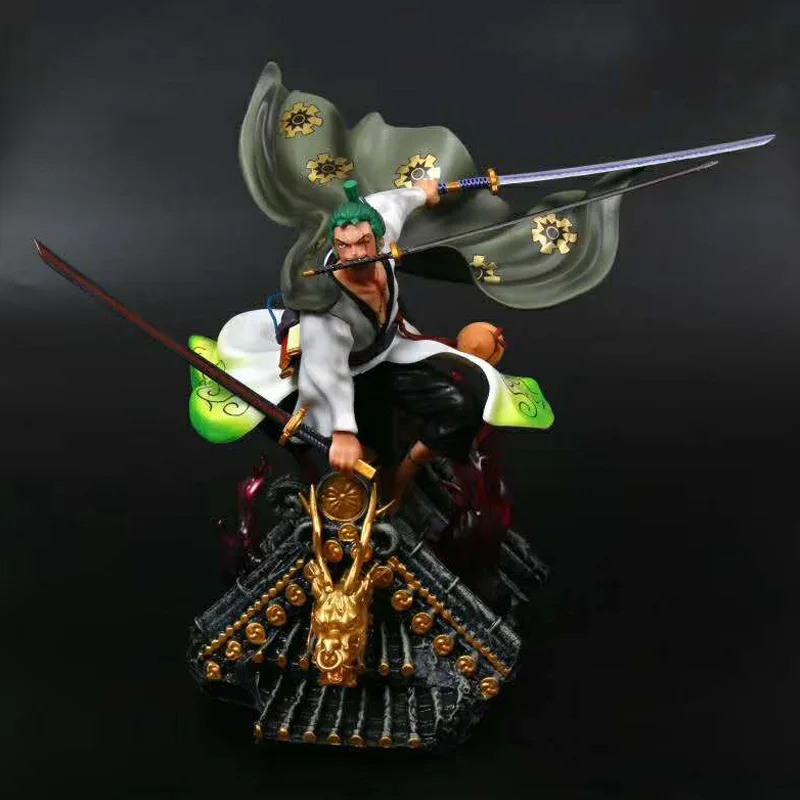 37cm Big Anime One Piece Ronoa Zoro Three-blade  Sauron Roronoa Zoro PVC Action Collection Figure Model Gift