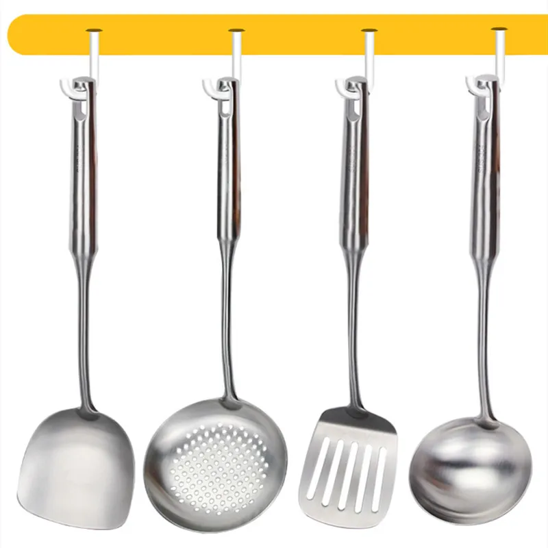 

4pcs Stainless Steel Cooking Tool Set Colander Shovel Spoon Durable Antibacterial Mildew Thickening Kitchen Accessories