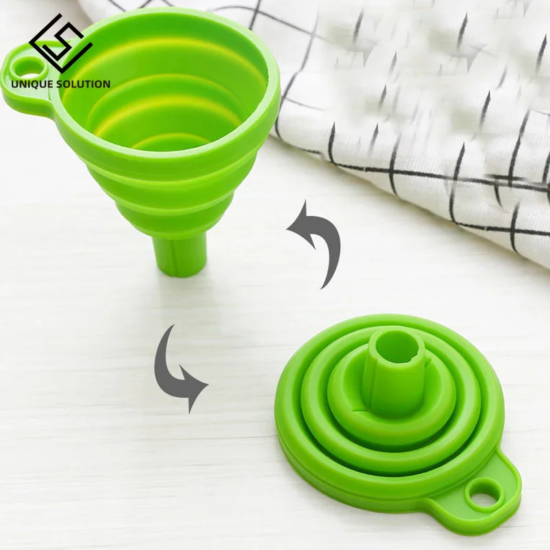 Soft Foldable Kitchen Tool DIY Food-Grade Folding Silicone Funnel Household Liquid Dispensing Mini Funnel Oil Bottle Collapsible