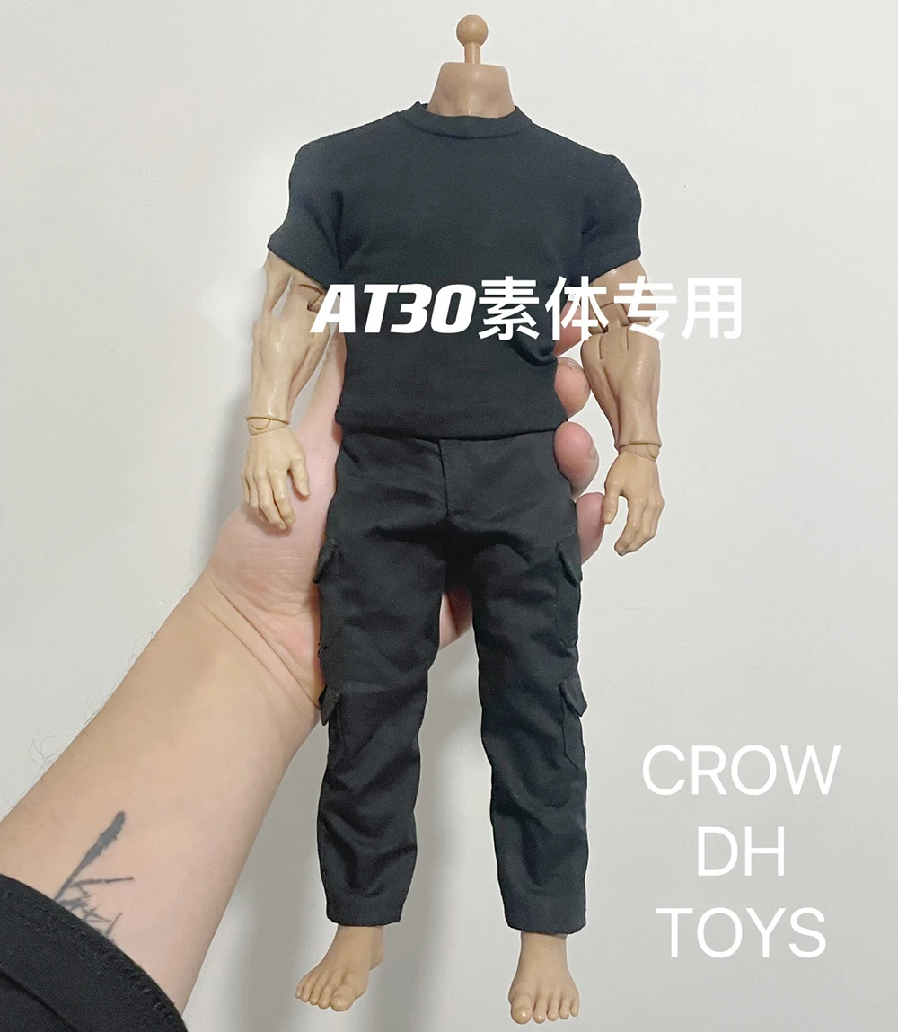 

1/6th Black Short Sleeves Tops Pants For 12inch Strong Durable Worldbox AT030 Body Doll Collectable