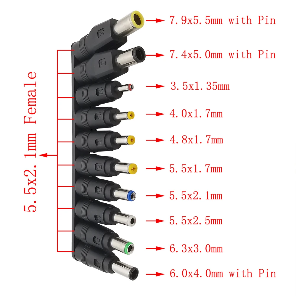 DC Power Adapter Kits Universal 5.5 mm x 2.1 mm DC AC Power Adapter Tips Connector For Lenovo Laptop Power Supply Plug Jack Se view 4