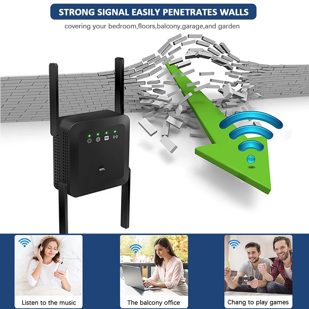 Tishric gigabit roteador repetidor wi-fi roteador wifi impulsionador amplificador de sinal extensor longa distância repetidor sem fio wifi