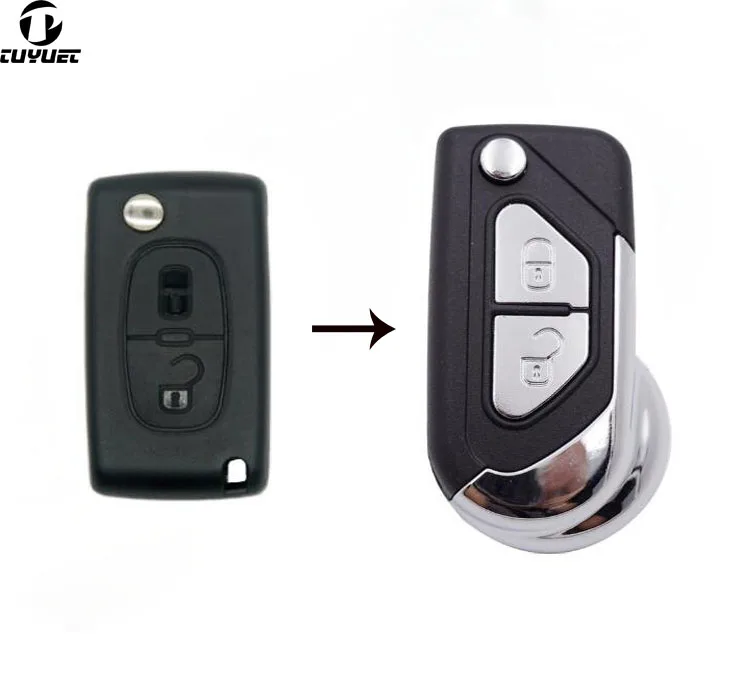 

Flip Remote Key FOB Case Shell For Citroen DS3 for Puegeot 2 Buttons Uncut VA2 HU83 Key Blade Housing Cover