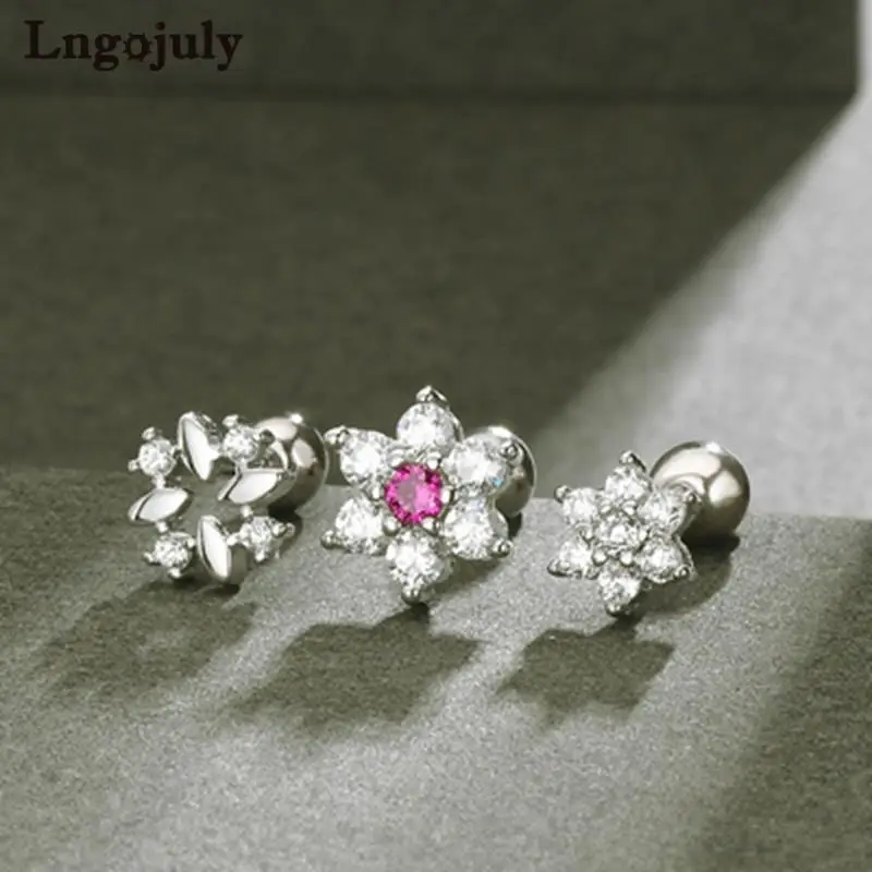 Top Quantity 925 Sterling Silver Multiple Styles Flower Stud Earring For Women Children Screw Earrings Anniversary Fine Jewelry