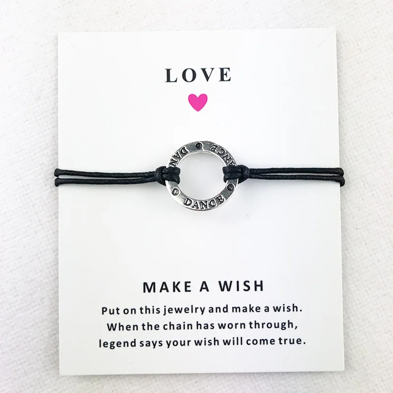 Dance Dancer Charm Bracelets Love Wish Heart Women&Men Boys Girls Unisex Fashion Jewelry Friendship Gifts Card