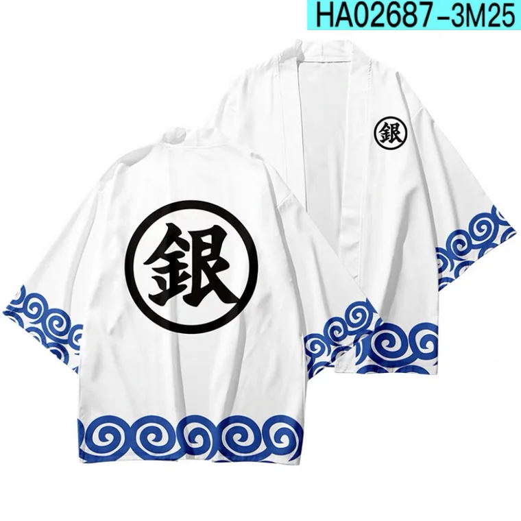 

Gintama Gin San 3D Printing Japanese Kimono Haori Yukata Cosplay Women/Mens Summer Casual Cool Streetwear boys Cardigan