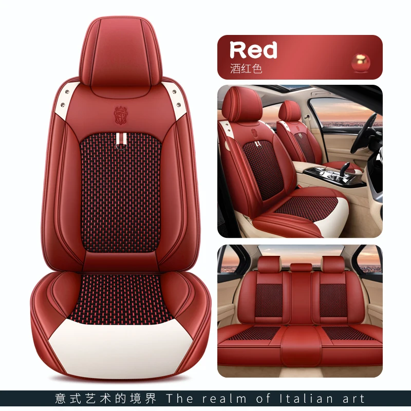 Car Seat Cover Front/Rear Vehicle Cushion Not Moves Universal Pu Leather Black/Red Non-Slide For Renault Meqane E4 X45