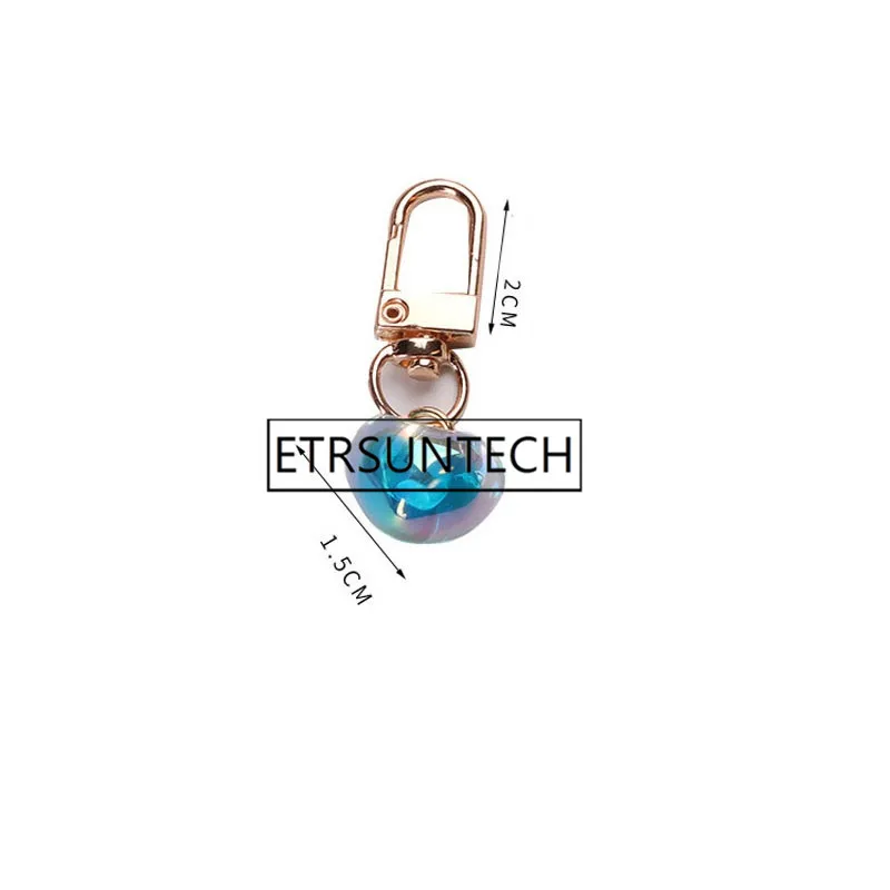 200pcs Fashion Resin Heart Keychain Mulitcolor Transparent Love Key Chain Keyring Pendant Trinkets Party Favor Gift