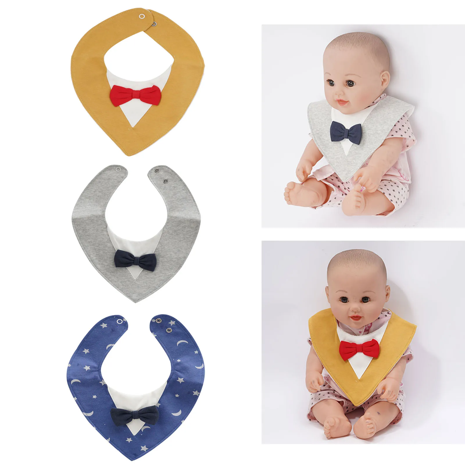 Infant Apron Kids Baby Bibs with Bowtie Newborn Gentleman Saliva Towel Feeding Waterproof Toddler Bow Neck Tie Burp Cloths Scarf