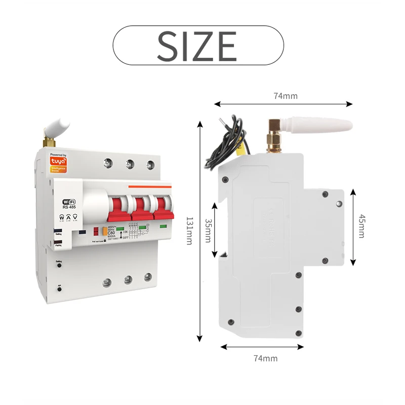 16A-125A 3P WiFi Circuit Breaker with Power Monitoring Timer Wireless Control Work With Google Home Alexa