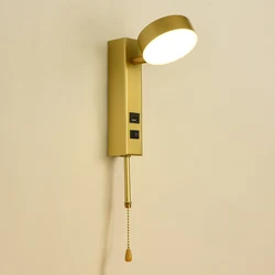 Modern Luxury Led Wall Lamp Bedrom Bedside Light Wireless Charge Wall Sconce Living Room Study Reading Wall Light With Switch