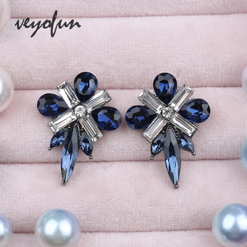 Veyofun Geometric Crystal Vintage Girl Wedding Stud Earrings for Women Fashion Jewelry Gift New Wholesale