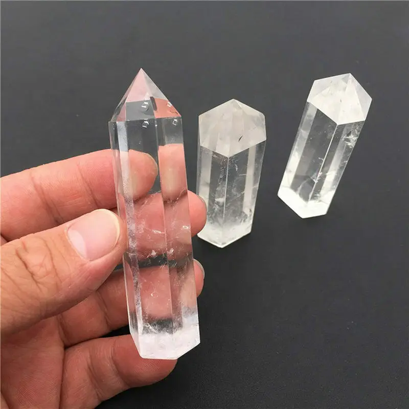 Natural transparent quartz Crystal point wand Obelisk heals rock Stone Reiki