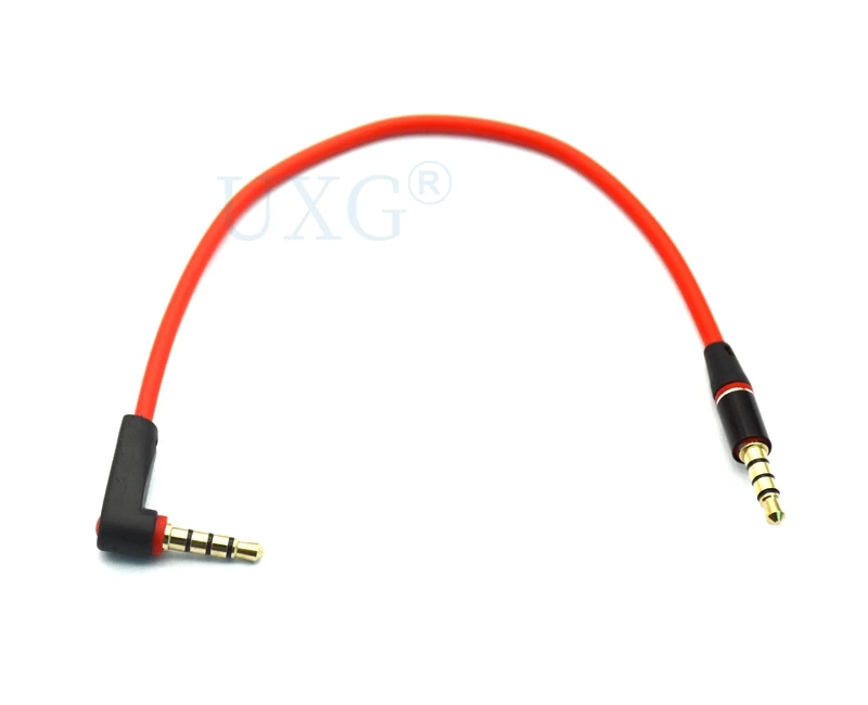 90 Degree Angled Short 4 pole 3.5mm to 3.5mm Audio Cable Plug jack 3.5 male to male Car Sound Wire headphone for phones 20/120cm