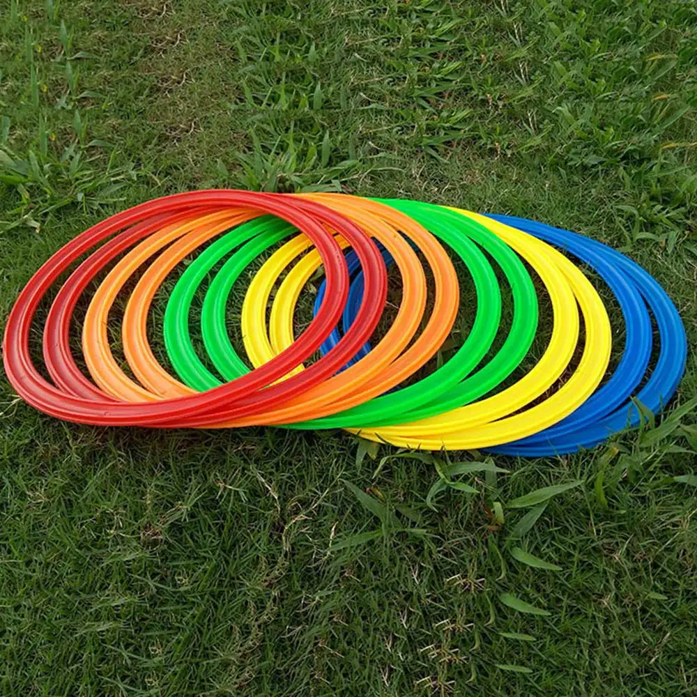 Outdoor Kids Funny Physical Training Sport Toys Lattice Jump Ring Set Game with 10 Hoops 10 Connectors for Park Play Boys Girls