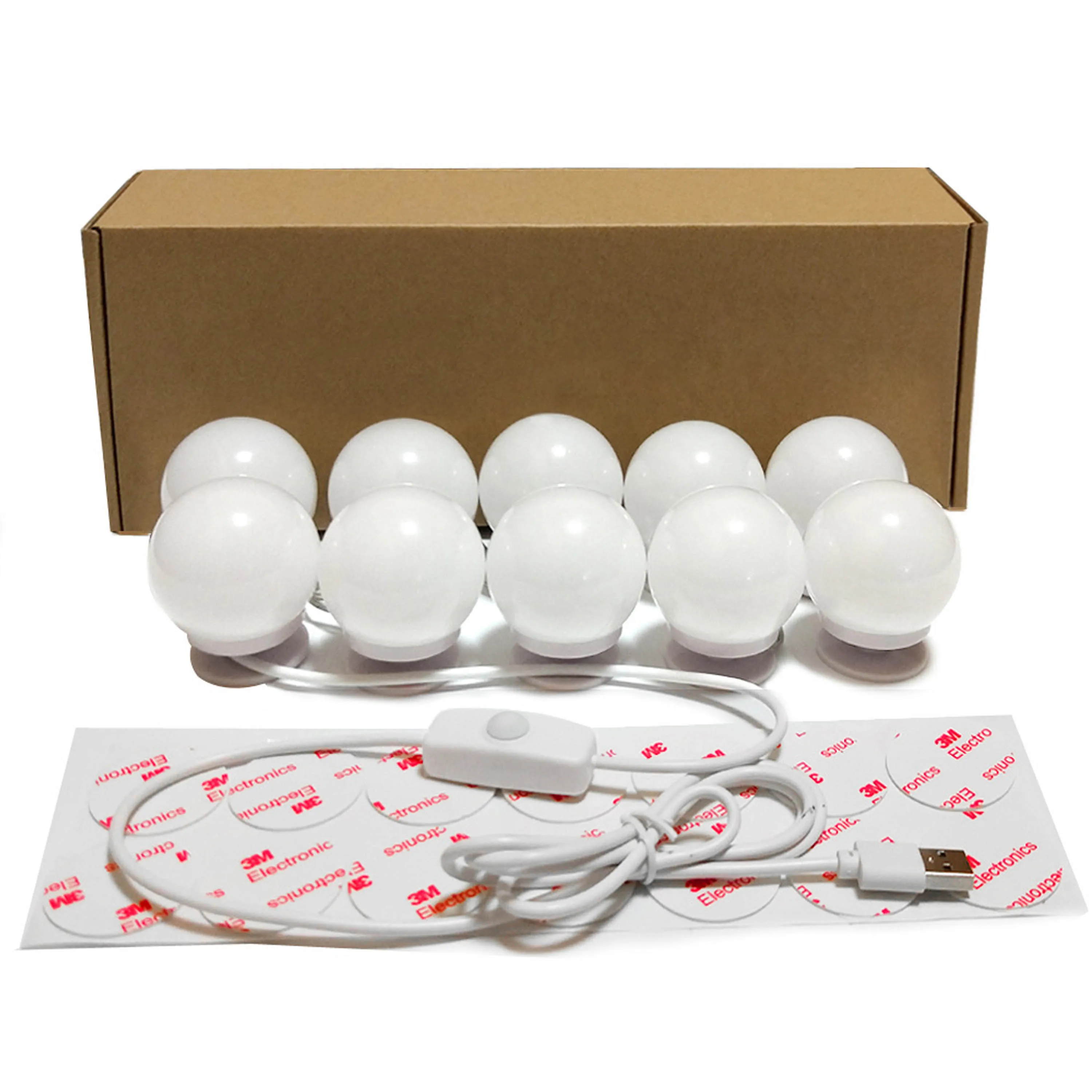 Super Brighting  Hollywood usb bathroom mirror lamp LED bulbs paste section button dimming light string 5V LED light Coldwhite