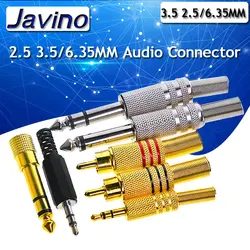2pcs 2.5 3.5/6.35MM Gold Plated RCA/AV Connector Plug Audio Male Mono dual stereo microphone plug welding line audio head