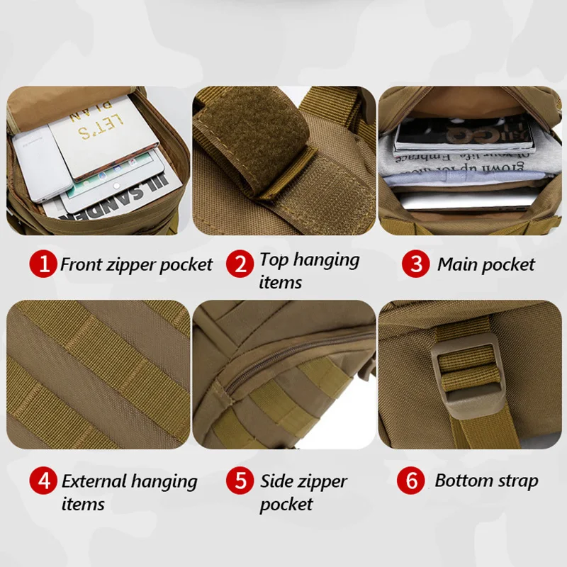 Mochila táctica camuflaje senderismo gran capacidad - imagen 5