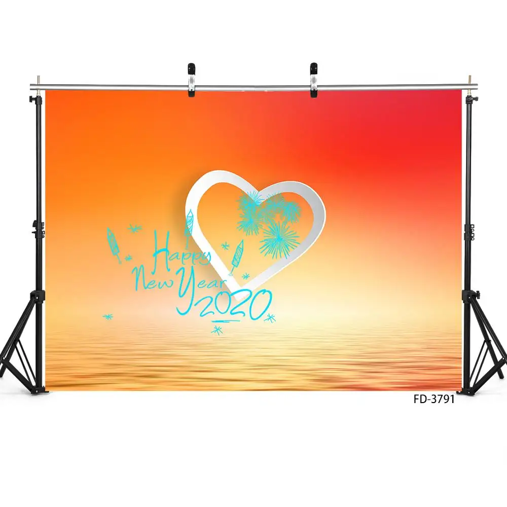 Heart Fireworks Gradient Photographic Backdrop Vinyl Cloth Backgrounds for Children Baby New Year Party Photoshoot Photo Studio