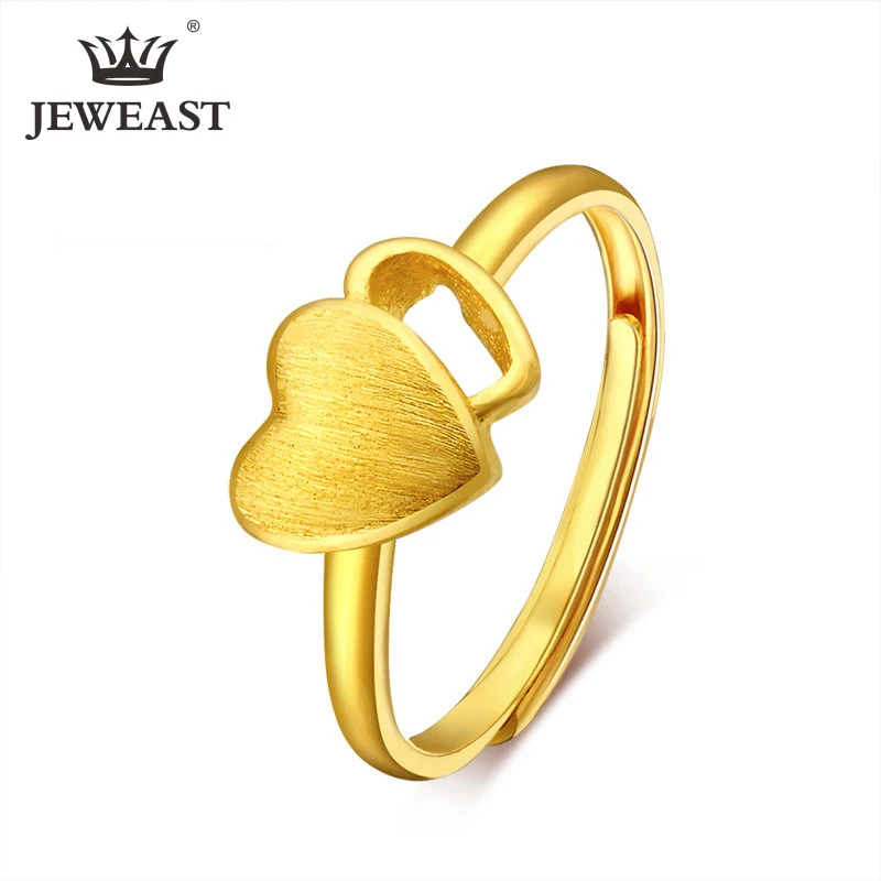 

24K Pure Gold Ring Real AU 999 Solid Gold Rings Elegant Shiny Heart Beautiful Upscale Trendy Classic Jewelry Hot Sell New 2023