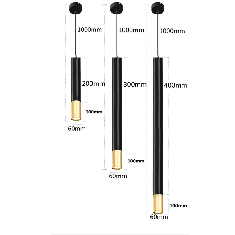Nordic Dimmable LED Ac220v Pendant Lamp Long Tube Lamp Decoration Cylinder Pipe Pendant Light Kitchen Lamp Light Living