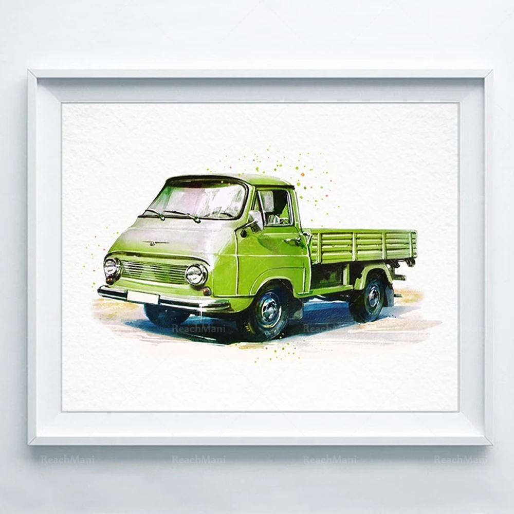 Retro car print, old truck print, retro car decoration, retro poster, nursery mural, vehicle print