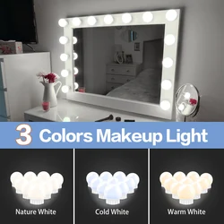 3 tryby kolory lustro do makijażu światło Led Touch Dimming toaletka żarówka USB 12V Hollywood makijaż lustro kinkiet