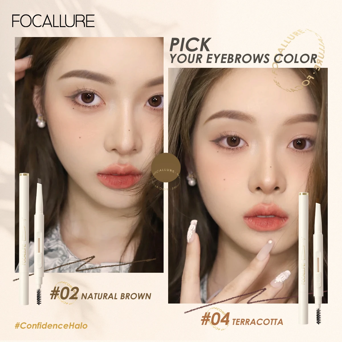 FOCALLURE Wholesale Eyebrow Pen Super Waterproof Long-lasting Natural Eye Brow Makeup Black Brown Eyebrow Sliding Tattoo Pencil