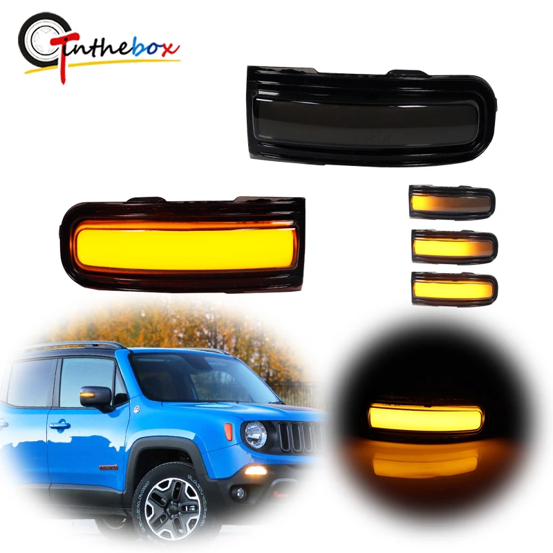 

2Pcs LED Dynamic Turn Signal Light For 2015-2022 Jeep Renegade Side Mirror Blinker Arrow Sequential Flasher Repeater Indicator