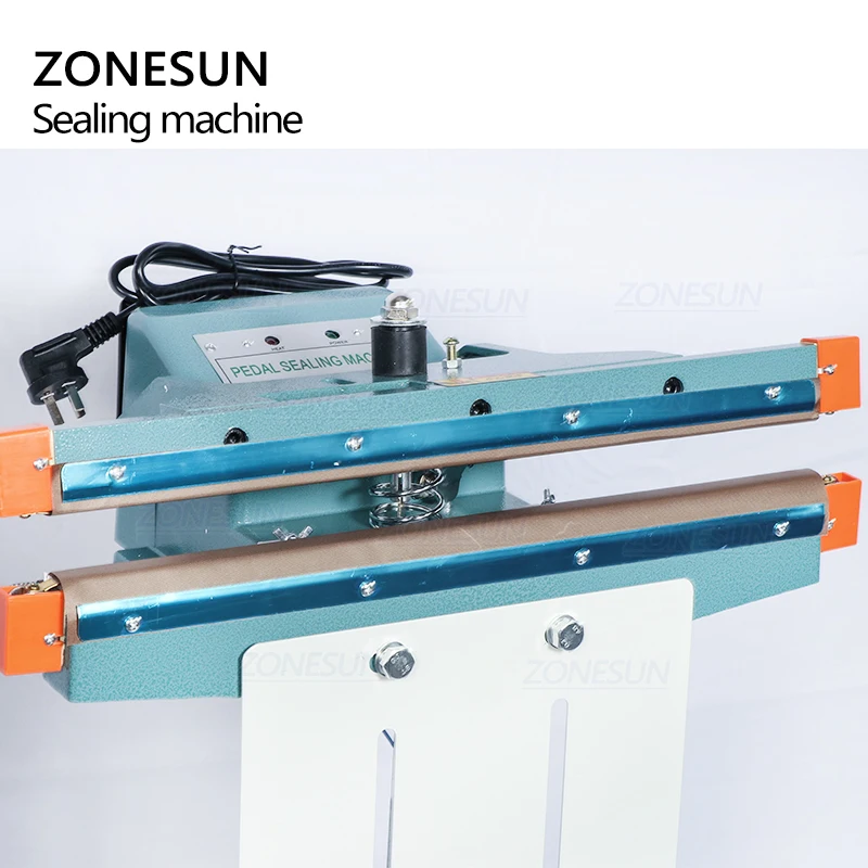 ZONESUN Pneumatic Foot Pedal Heat Sealing Machine Dry/Wet Aluminum Foil Plastic Bag Heating Sealer Food Beverage Machinery