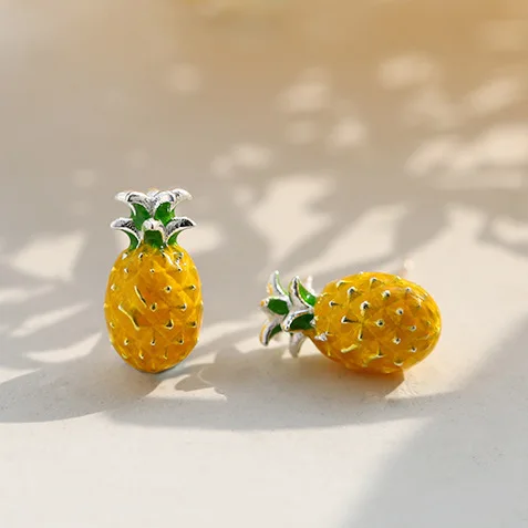 Real 925 Sterling Silver Large pineapple Earrings For Women Ladies Statement Jewelry Korean Earrings Pendientes Brincos