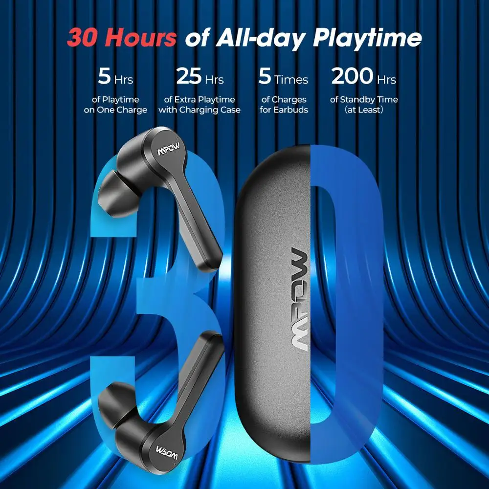 MPOW M9 في الأذن سماعات لاسلكية بلوتوث 5.0 ستيريو IPX7 سماعات مقاومة للماء مع 30H بلاي تايم للهواتف الذكية iOS أندرويد