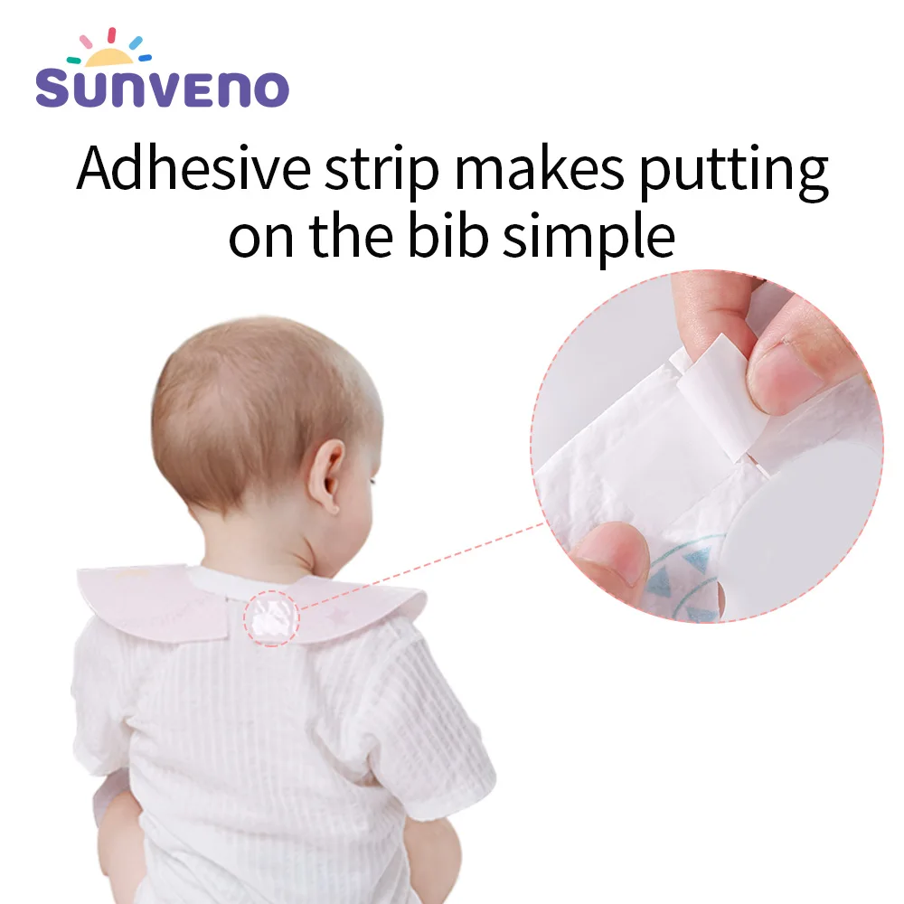 Sunveno 20pcs/lot Disposable Baby Bibs Portable Baby Disposable Bib Leak-proof Liner & Reusable Fastener