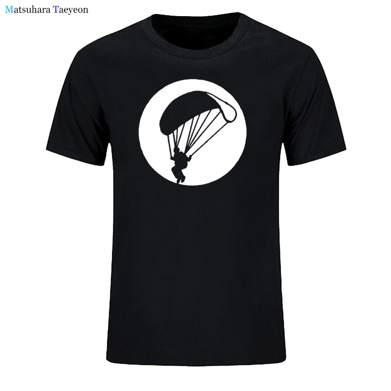 Retro Paragliding T Shirt Mens Pure Cotton Casual T-shirt Short Sleeve Paraglider Parachute Tshirt Clothing Tees Gift For Man