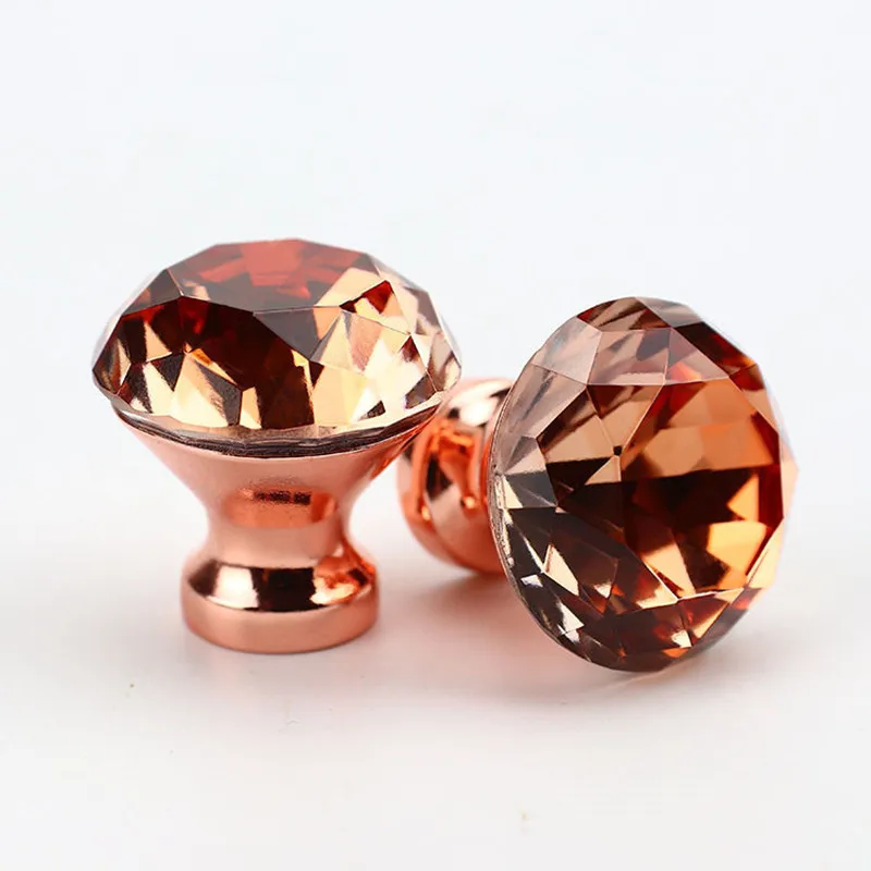 

12pcs Rose Gold Diamond Shape Design Crystal Door Furniture Knobs Cupboard Drawer Cabinet Pull Kit Handles Zinc alloy Delicate