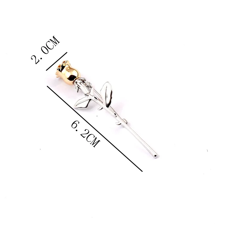 Elegant Metal Gold Silver Color Rose Flower Anti-glare Brooch Cute Cardigan Buckle Collar Clip Pin Accessories
