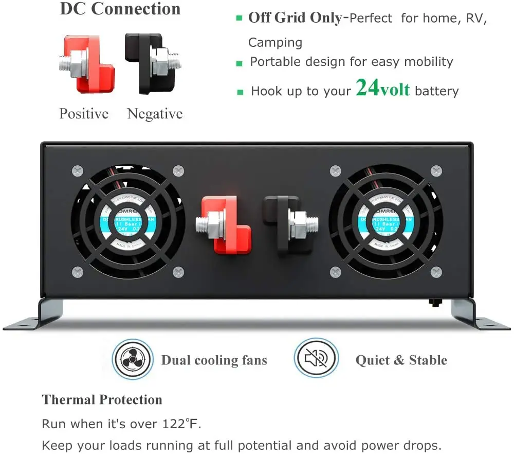 Zuivere Sinus Omvormer 3000W 24V Naar 220V Solar Panel Inverter Generator Batterij Converter 12V/48V Dc Naar 120V/230V/240V Ac