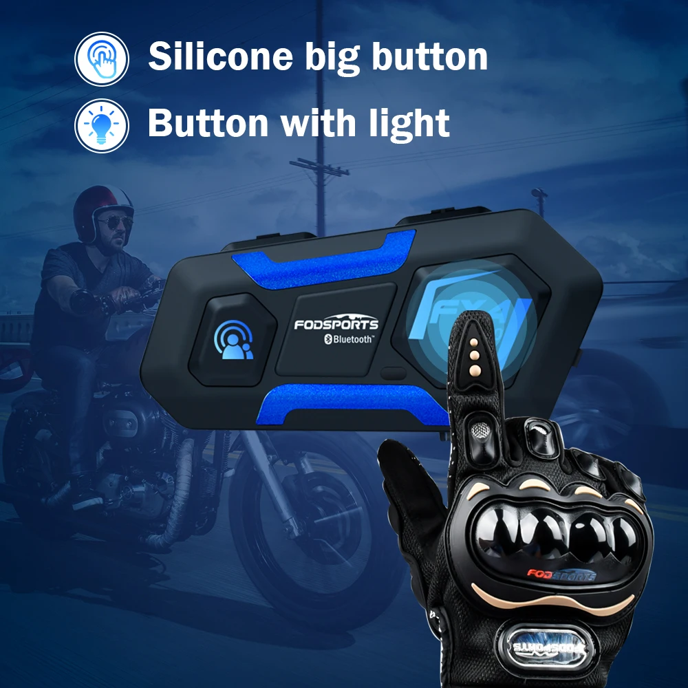 Fodsports FX4 Pro Motorcycle Helmet Intercom Bluetooth Helmet Headset 1200m 4 Rider BT Interphone,FM Radio