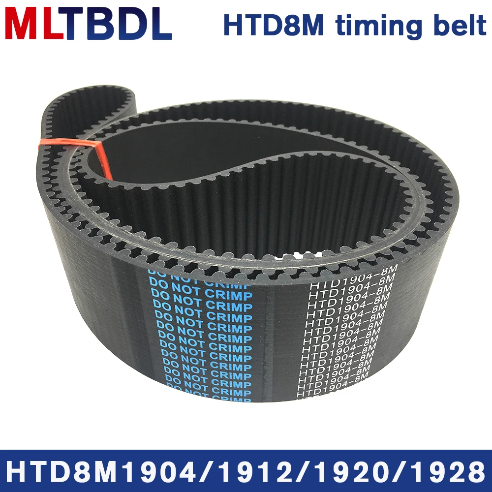 Rubber synchronous belt HTD8M 1904 1912 1920 1928  pitch=8mm arc tooth industrial transmission toothed belt width15/20/30/40