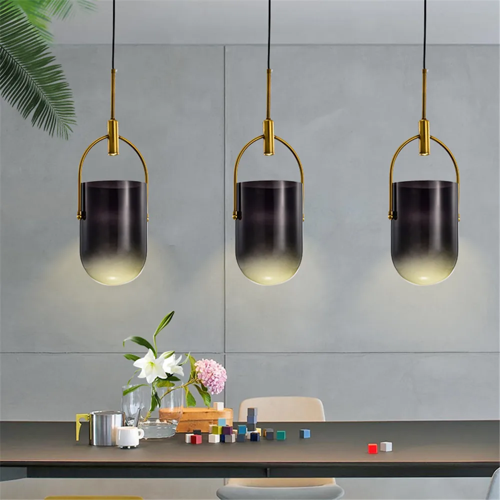 

Nordic Single Head Pendant Light Glass Cover Restaurant Bar Cafe Bar LED Hanging Light Creative Bedside Pendant Light