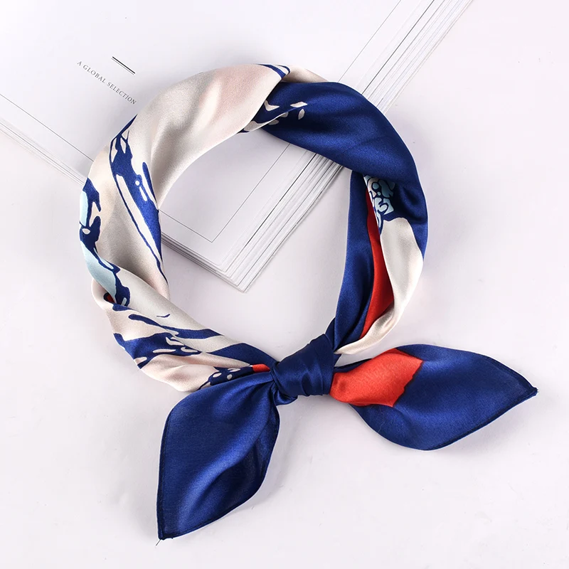 New Headbands for Women Square Silk Hijab Scarf Luxury Designer Print Neck Scarfs Office Lady Hair Kerchief Shawl Head Scarf