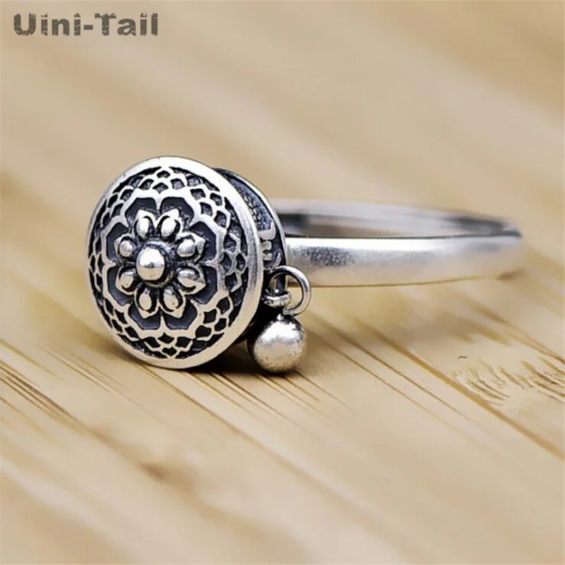 Uini Tail new design hot sale 925 Tibetan silver retro six-character mantra ring simple creative Chinese Buddhist ring ED925