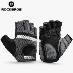 ROCKBROS Breathable Fitness Gloves Silicone Palm Hollow Back Gym Gloves Weightlifting Workout Dumbbell Bodybuilding Gloves