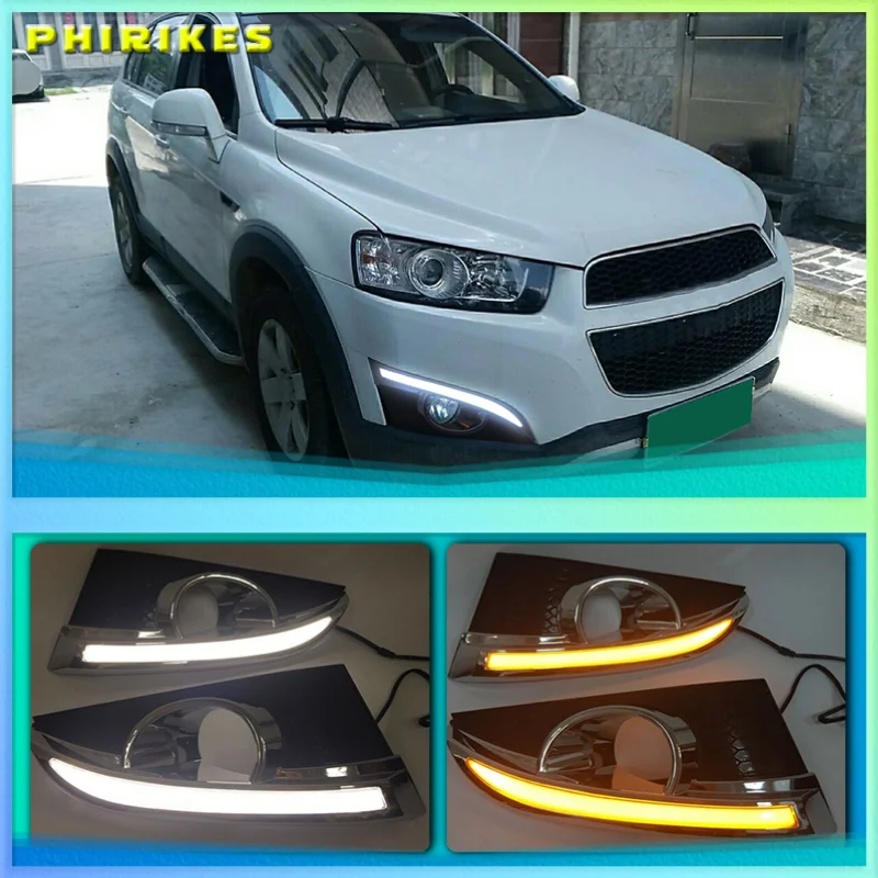 

2Pcs For Chevrolet Captiva 2011 2012 2013 turn Signal Relay Car-styling 12V LED DRL Daytime Running Lights with fog lamp hole