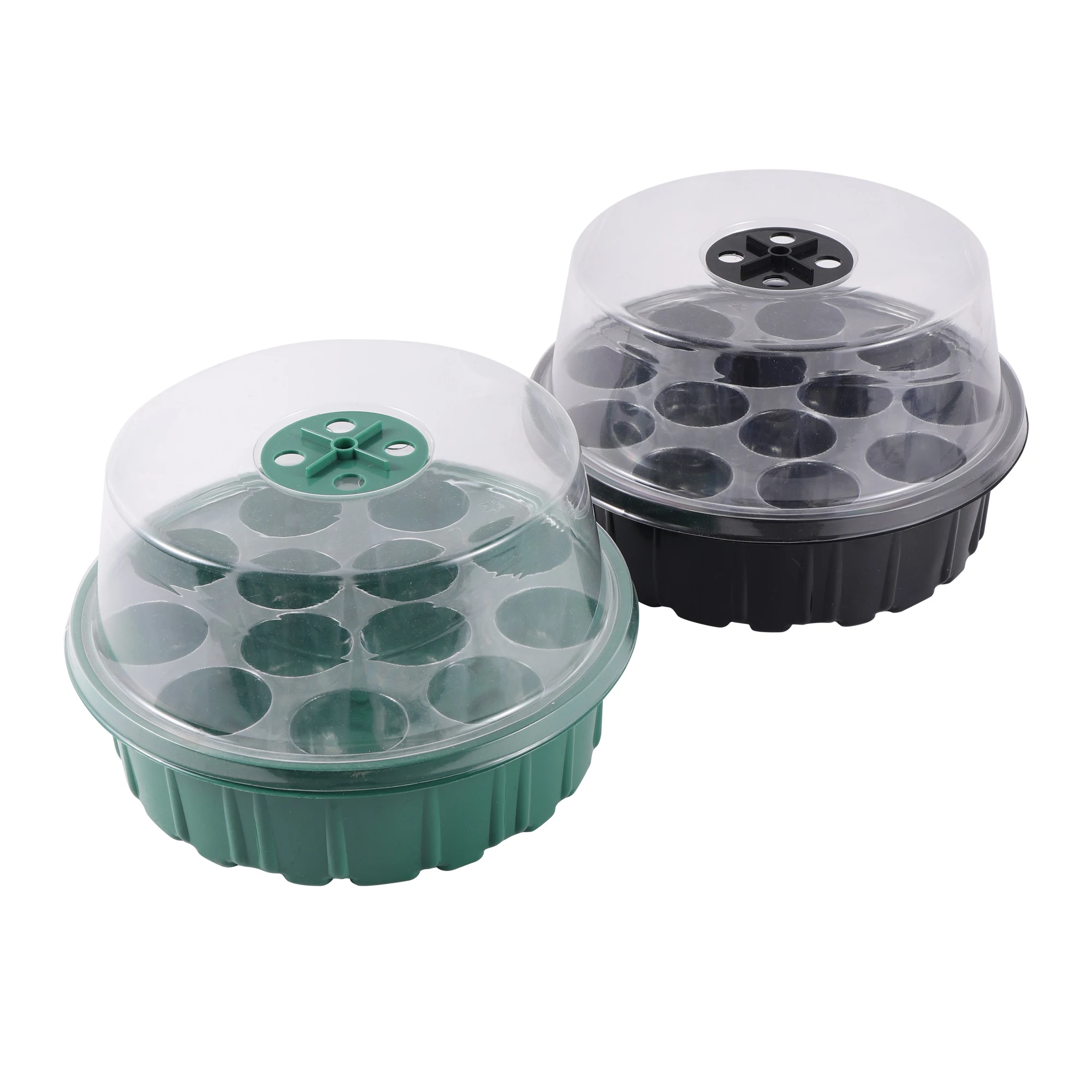 

13 Cells Round Seedling Box With Humidity Adjustment Breathable Cover Seedling Germination Nursery Pot Seed Starter Planter 5pcs